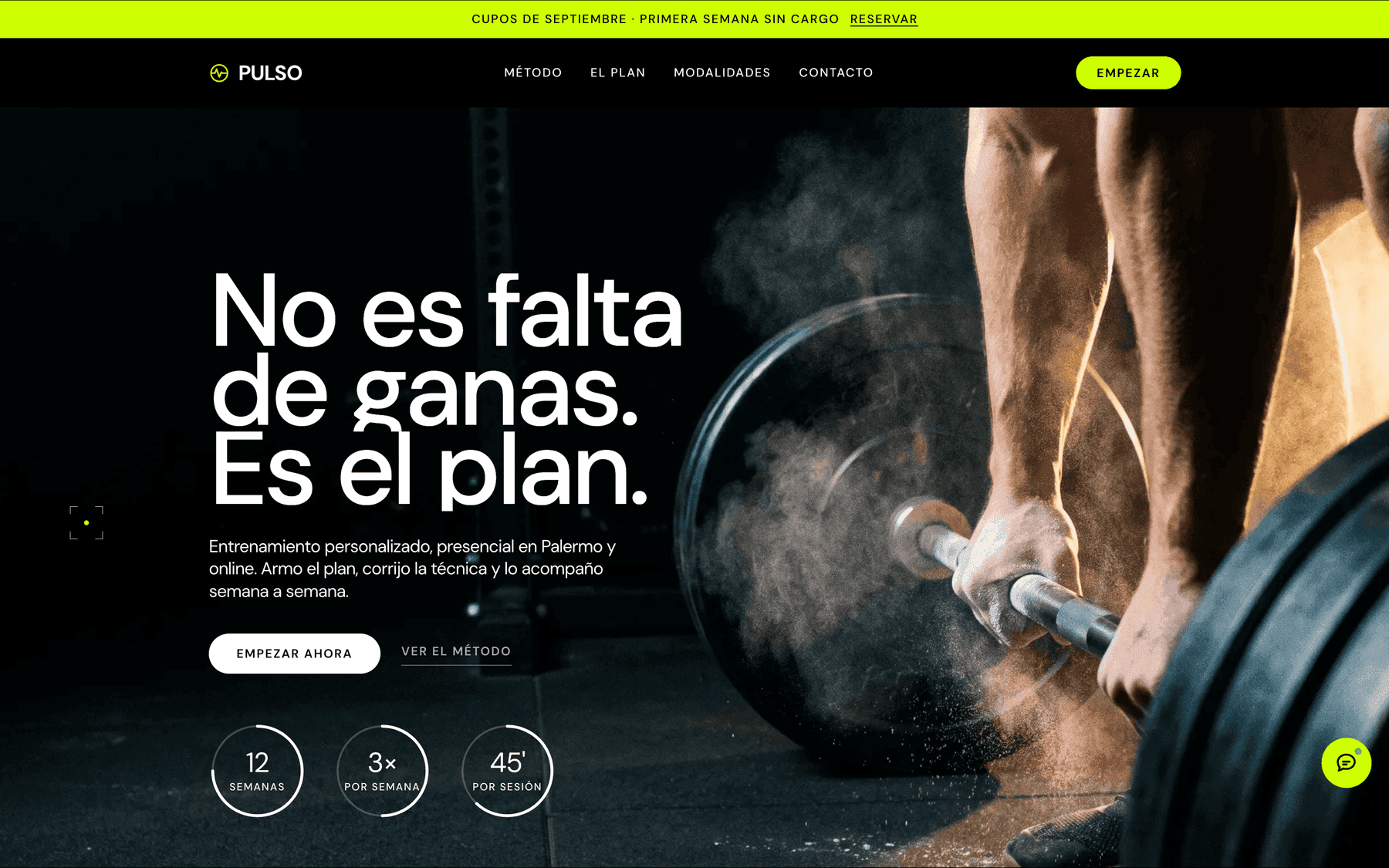 Ejemplo de página web para un entrenador personal